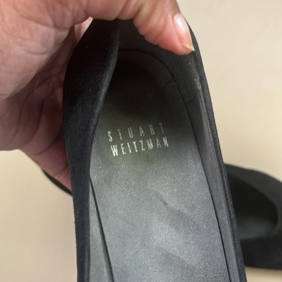 Stuart Weiztman black suede wedge shoe - Picture 7 of 9